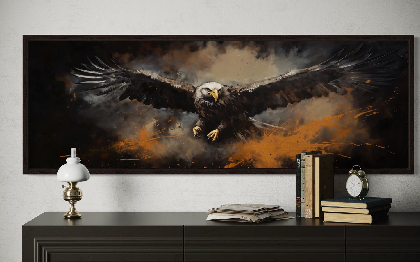 Flying Eagle Long Horizontal Canvas Wall Art For Men