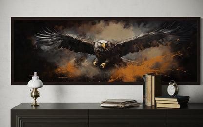Flying Eagle Long Horizontal Canvas Wall Art For Men