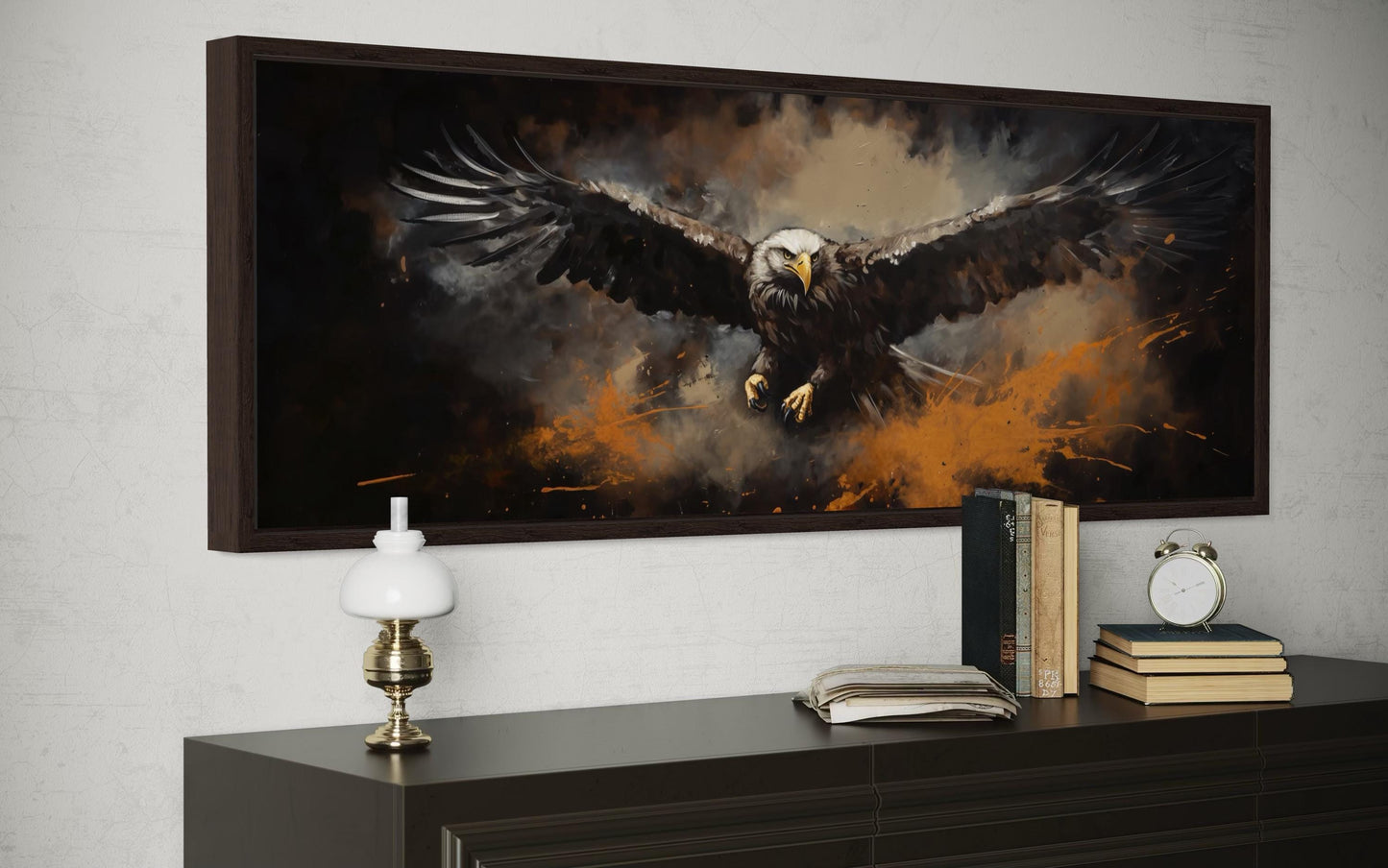Flying Eagle Long Horizontal Canvas Wall Art For Men