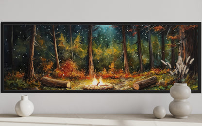 Forest Campfire Cozy Cabin Above Fireplace Mantel Wall Art