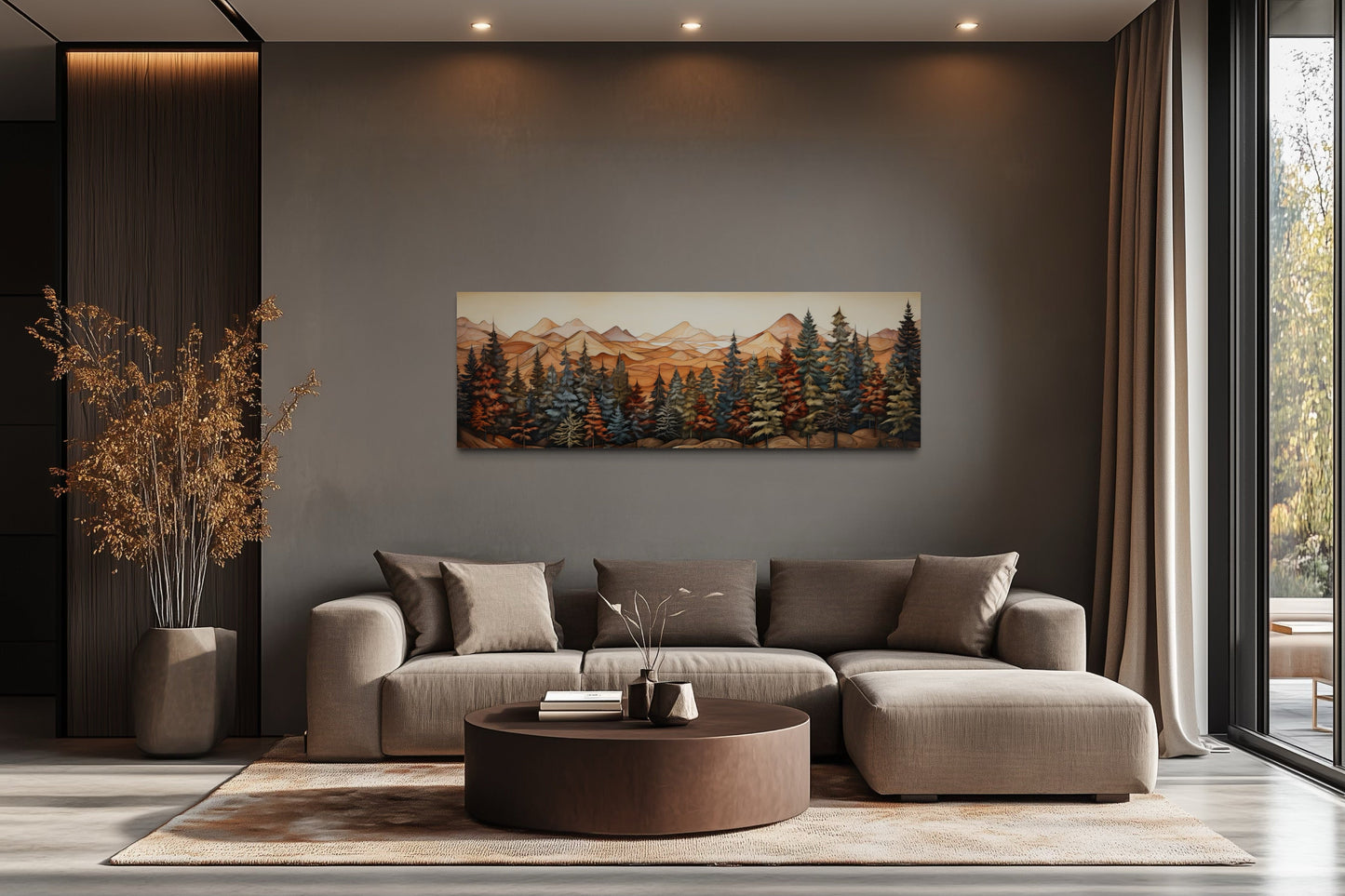Forest Painted On Wood Long Horizontal Canvas Rustic Wall Art