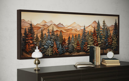 Forest Painted On Wood Long Horizontal Canvas Rustic Wall Art
