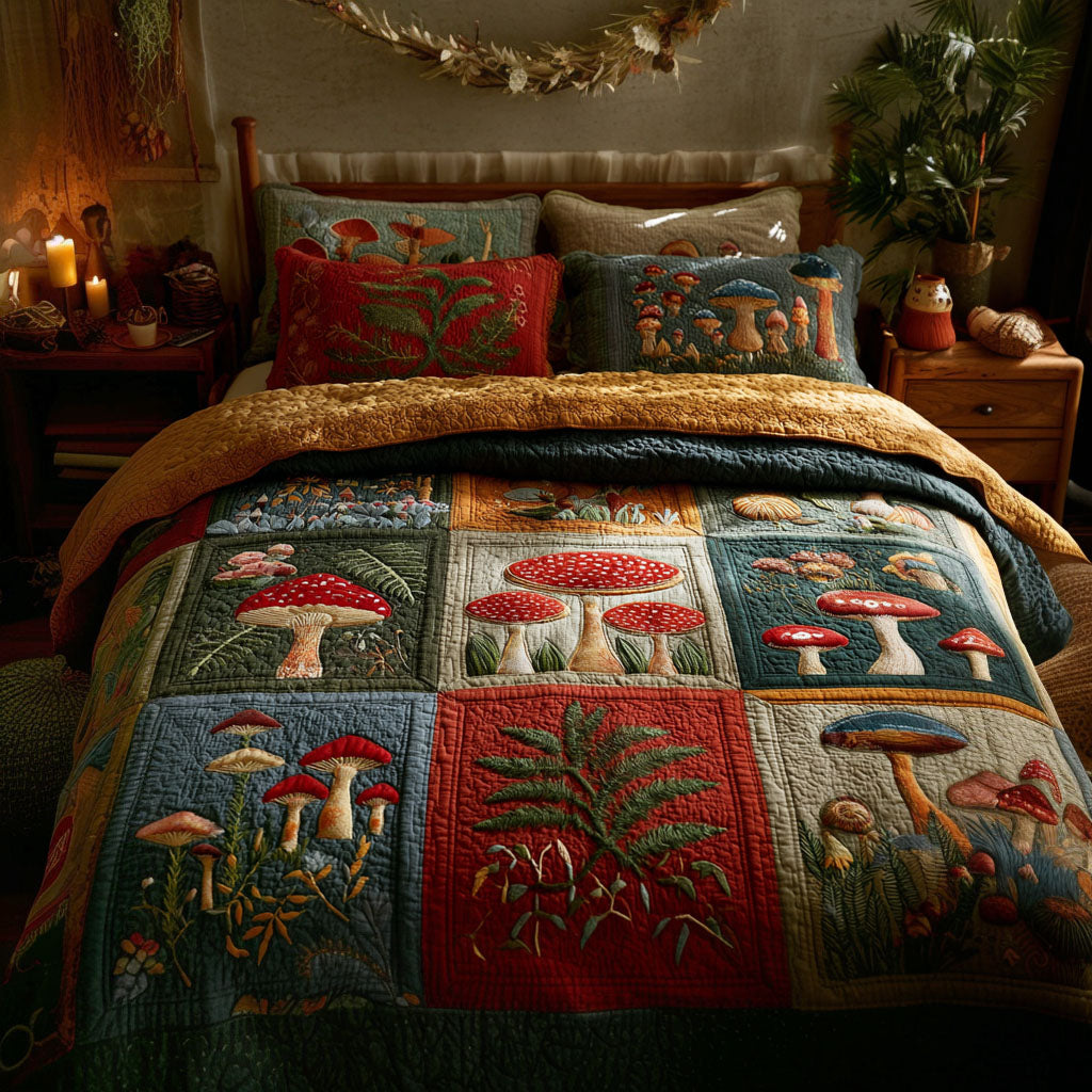 Forest Bloom 3-Piece Quilted Bedding Set - Single (59" x 70")