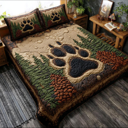 Forest Footprints 3-Piece Quilted Bedding Set - Single (59" x 70")