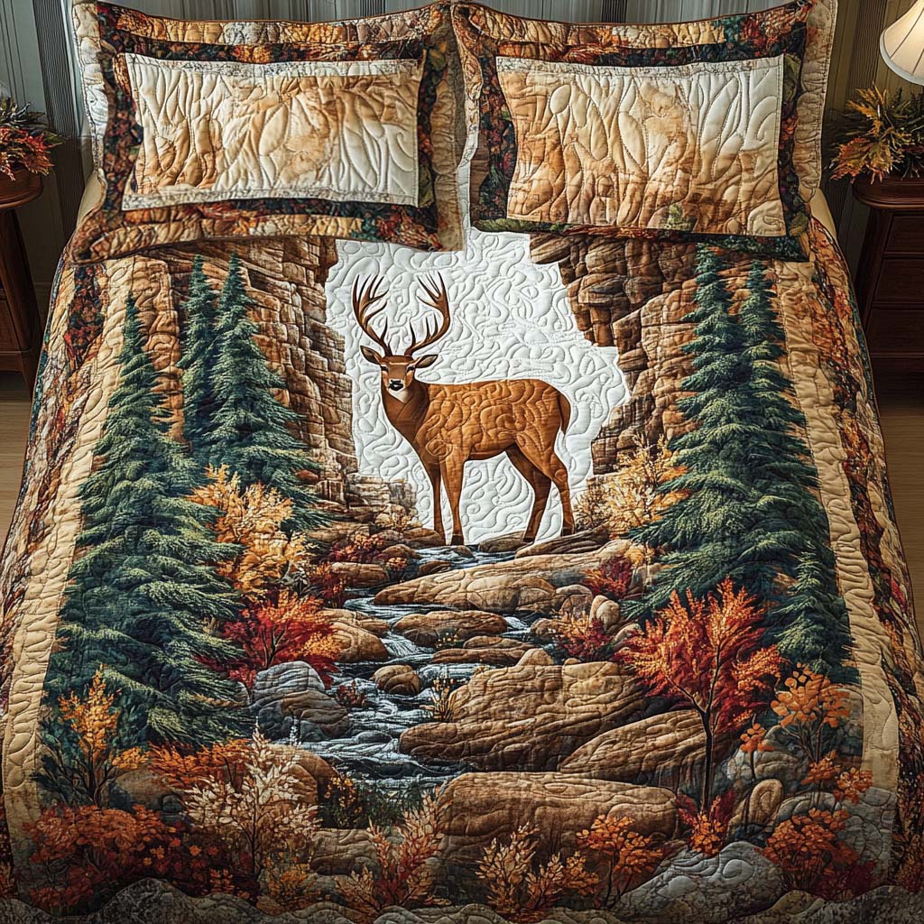 Forest Realm 3-Piece Quilted Bedding Set - Single (59" x 70")