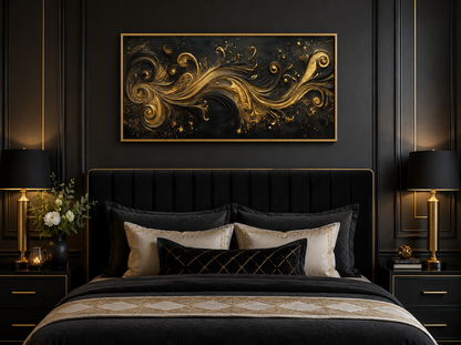 Black Gold Art Nouveau Framed Canvas Wall Art