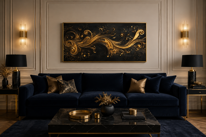 Black Gold Art Nouveau Framed Canvas Wall Art