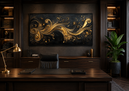 Black Gold Art Nouveau Framed Canvas Wall Art