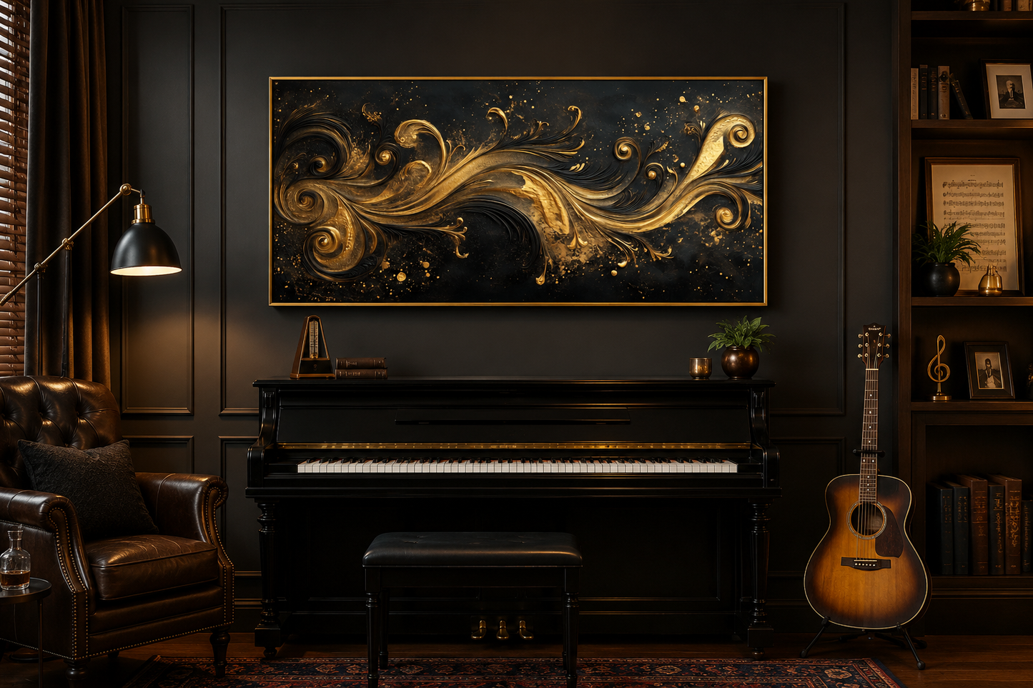 Black Gold Art Nouveau Framed Canvas Wall Art