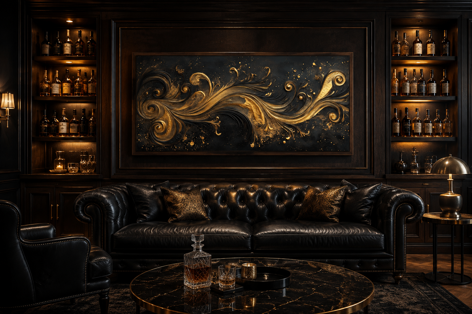 Black Gold Art Nouveau Framed Canvas Wall Art