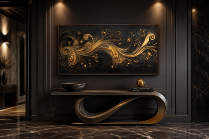 Black Gold Art Nouveau Framed Canvas Wall Art