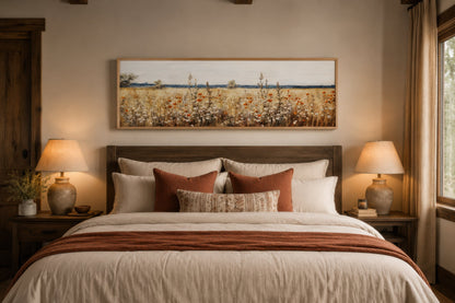 Rustic Vintage Yellow Wildflowers Field Horizontal Canvas Wall Art