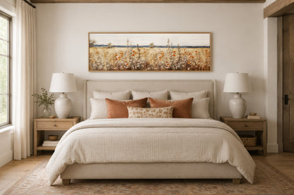 Rustic Vintage Yellow Wildflowers Field Horizontal Canvas Wall Art