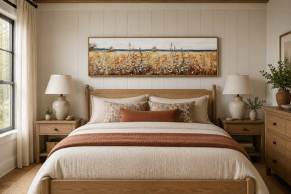 Rustic Vintage Yellow Wildflowers Field Horizontal Canvas Wall Art