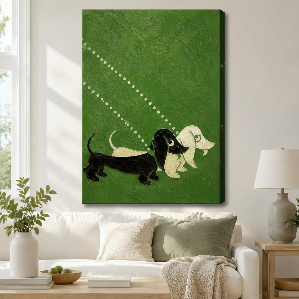 Two Dachshunds Love Canvas Wall Art