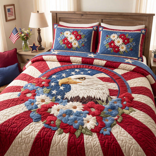 Freedom Eagle 3-Piece Quilted Bedding Set - Single (59" x 70")
