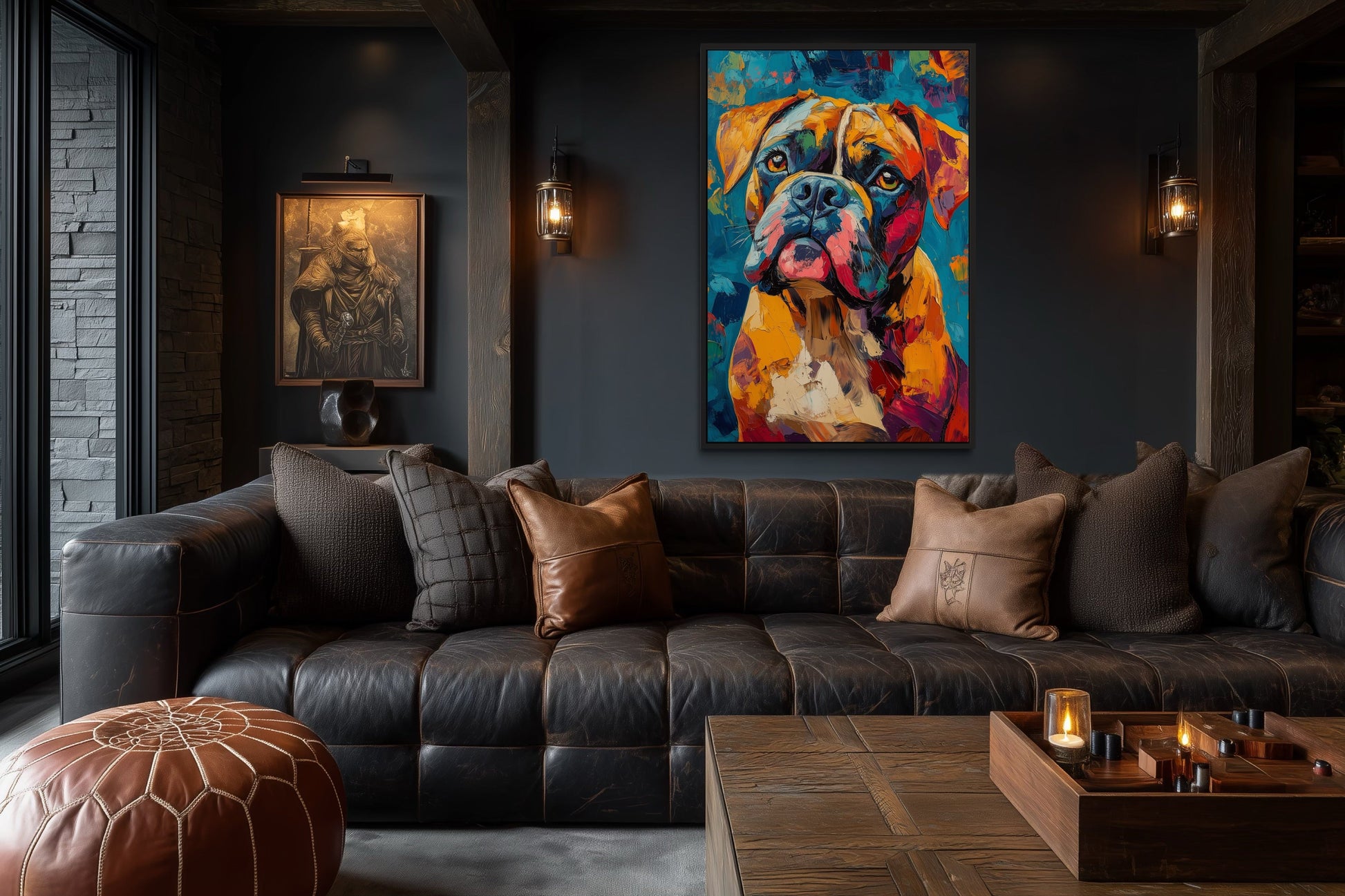 French Mastiff Dog Pop Art Portrait Canvas Wall Art