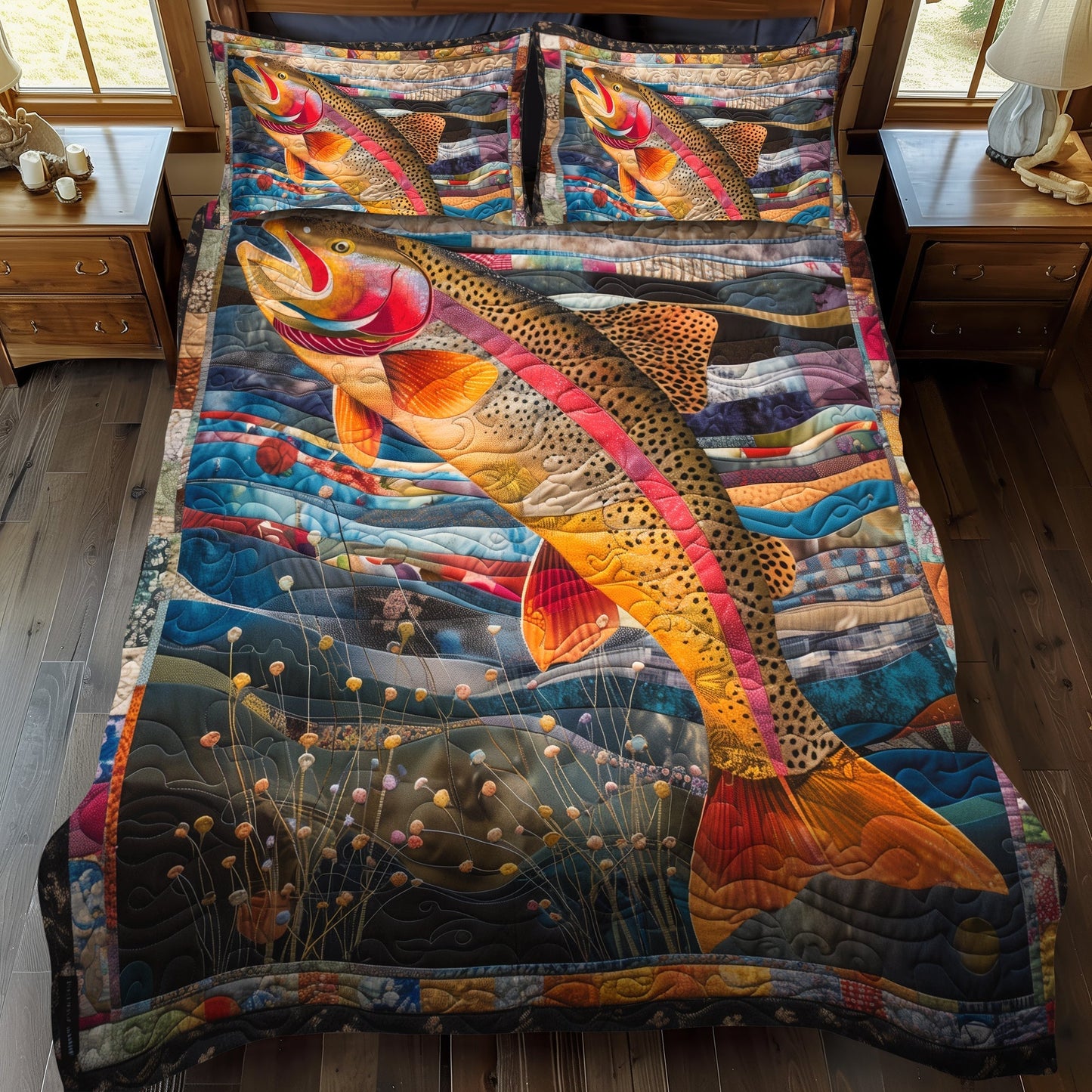 Fresh Catch 3-Piece Quilted Bedding Set - Single (59" x 70")