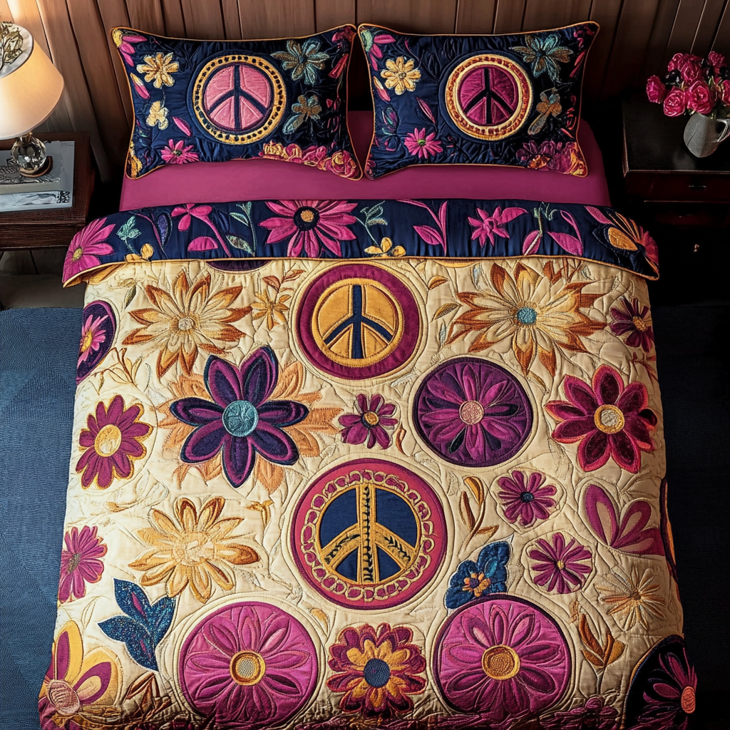 Fresh Blossoms 3-Piece Quilted Bedding Set - Single (59" x 70")