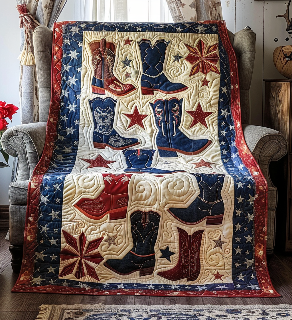 Throw (55'' x 60'') /Cowboy Boot Chronicles Quilted Blanket