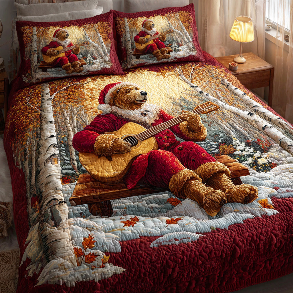 Frost Pine Bear 3-Piece Quilted Bedding Set - Single (59" x 70")