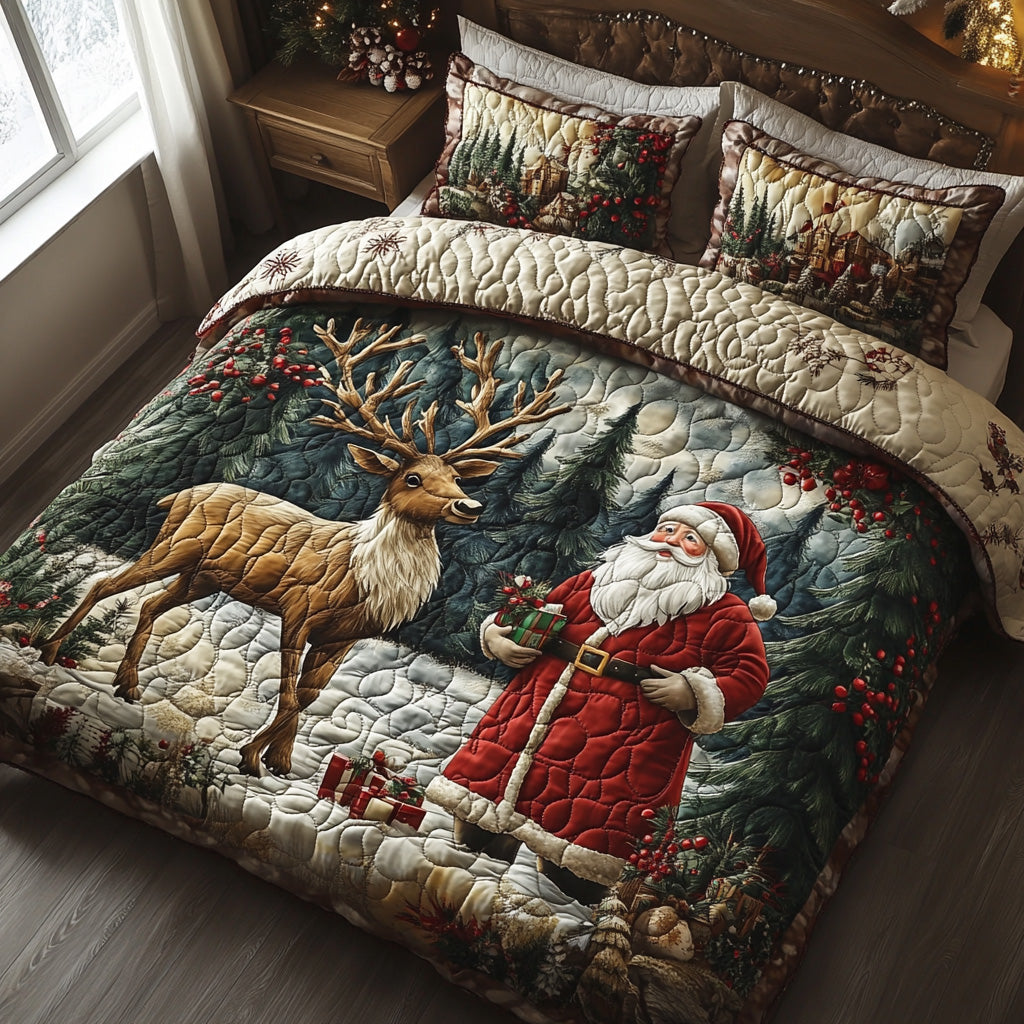 Frosty Antlers 3-Piece Quilted Bedding Set - Single (59" x 70")