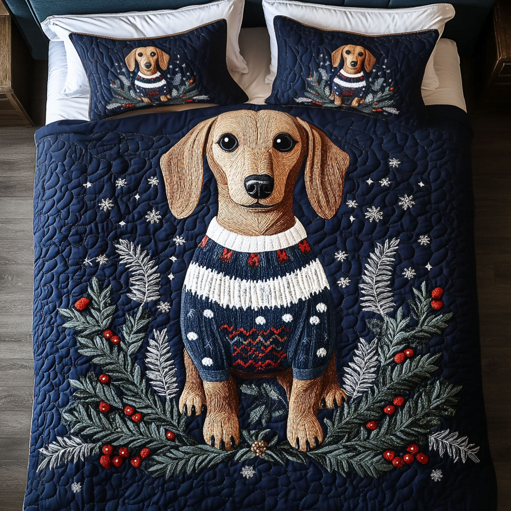 Frosty Hound 3-Piece Quilted Bedding Set - Single (59" x 70")