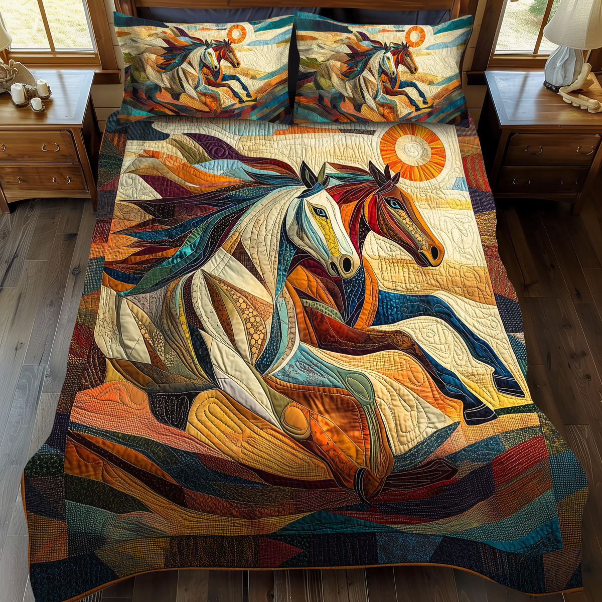 Galloping Dreams 3-Piece Quilted Bedding Set - Single (59" x 70")