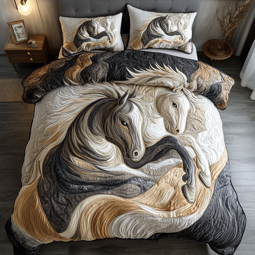 Galloping Glory 3-Piece Quilted Bedding Set - Single (59" x 70")