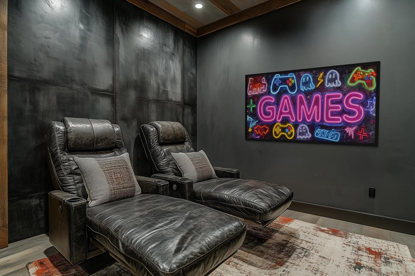 Game Room Wall Decor – Retro Arcade Wall Art | Colorful Gamer Lounge Canvas Print for Men