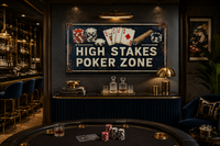 Poker Wall Art - High Stakes Poker Zone Sign For Game Room Decor