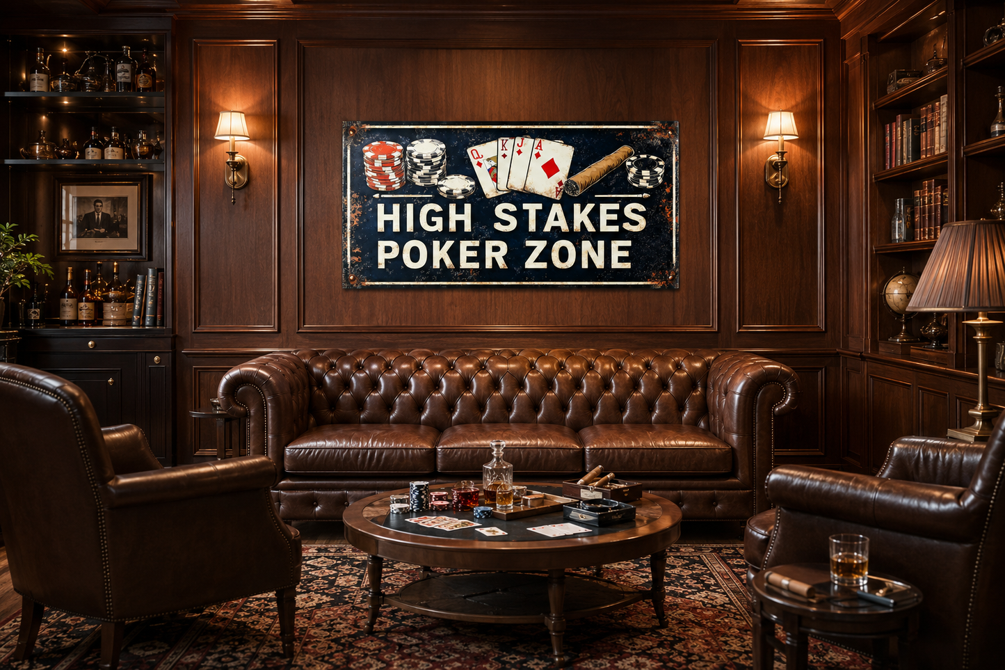 Poker Wall Art - High Stakes Poker Zone Sign For Game Room Decor