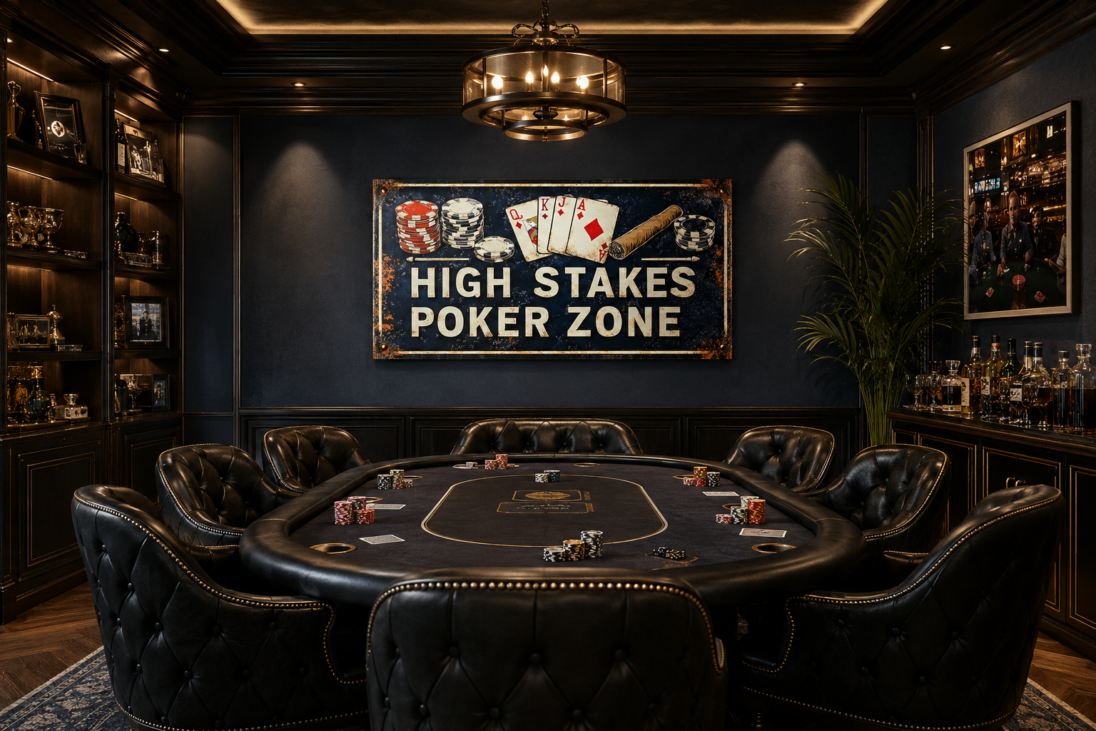 Poker Wall Art - High Stakes Poker Zone Sign For Game Room Decor