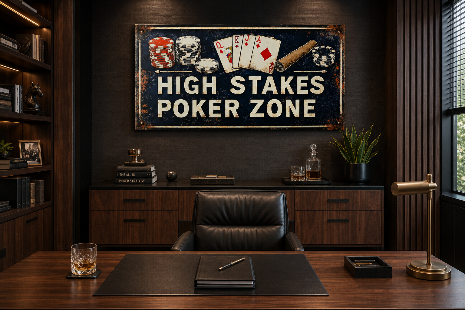 Poker Wall Art - High Stakes Poker Zone Sign For Game Room Decor