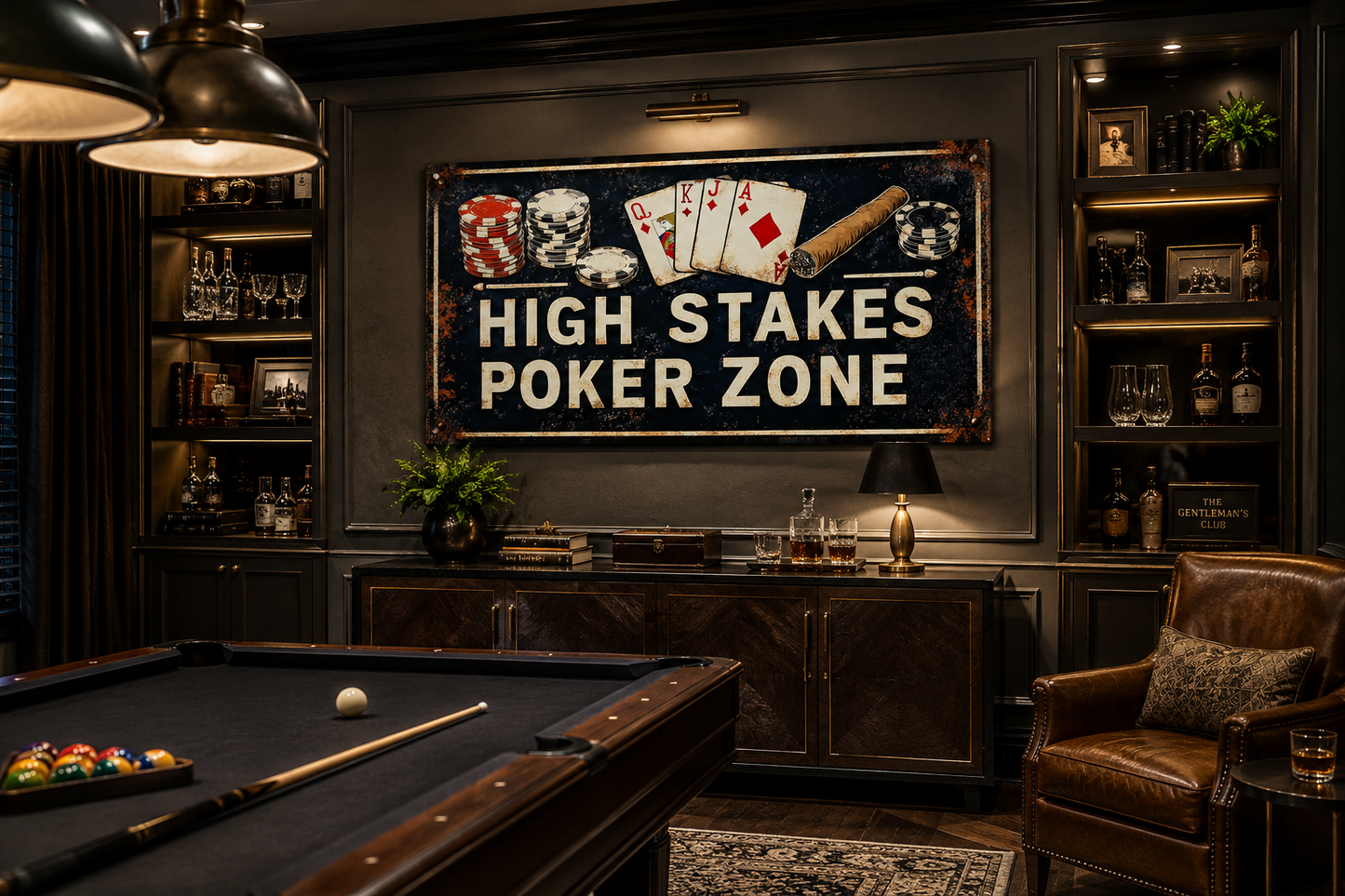 Poker Wall Art - High Stakes Poker Zone Sign For Game Room Decor