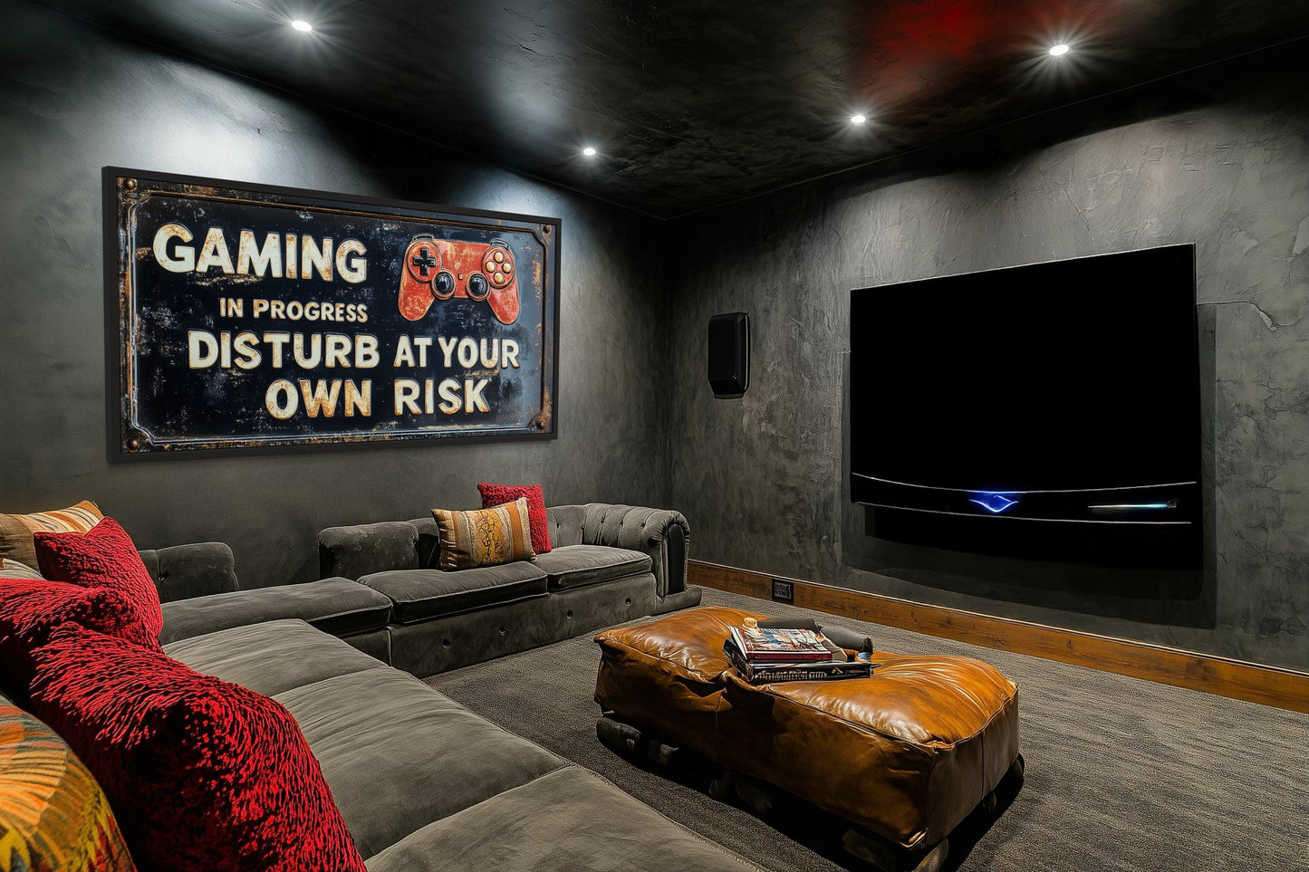 Gaming Wall Art - Disturb At Your Own Risk Warning Sign Canvas Print