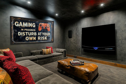 Gaming Wall Art - Disturb At Your Own Risk Warning Sign Canvas Print