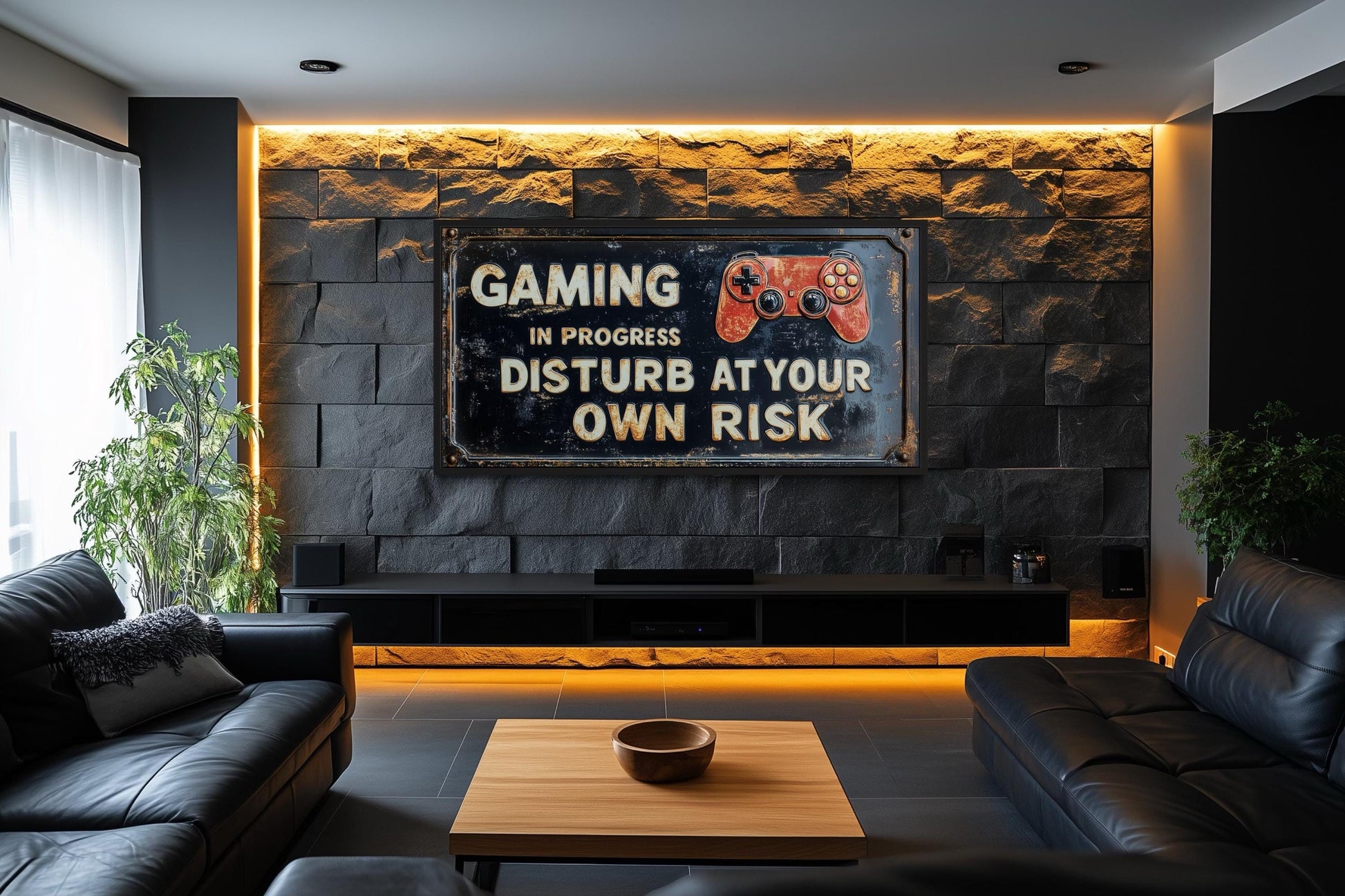 Gaming Wall Art - Disturb At Your Own Risk Warning Sign Canvas Print