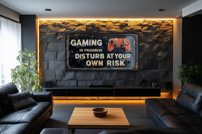 Gaming Wall Art - Disturb At Your Own Risk Warning Sign Canvas Print