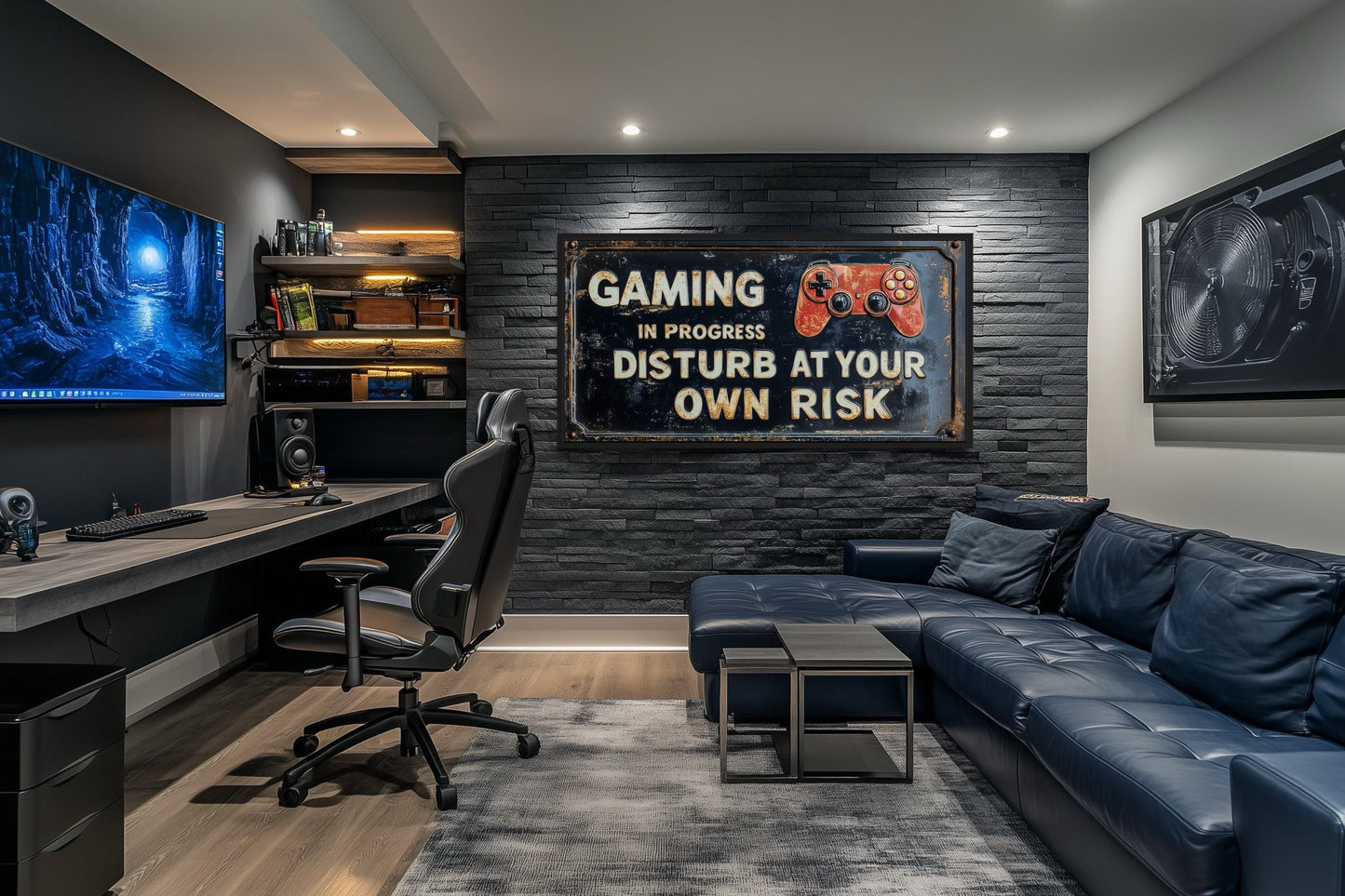 Gaming Wall Art - Disturb At Your Own Risk Warning Sign Canvas Print