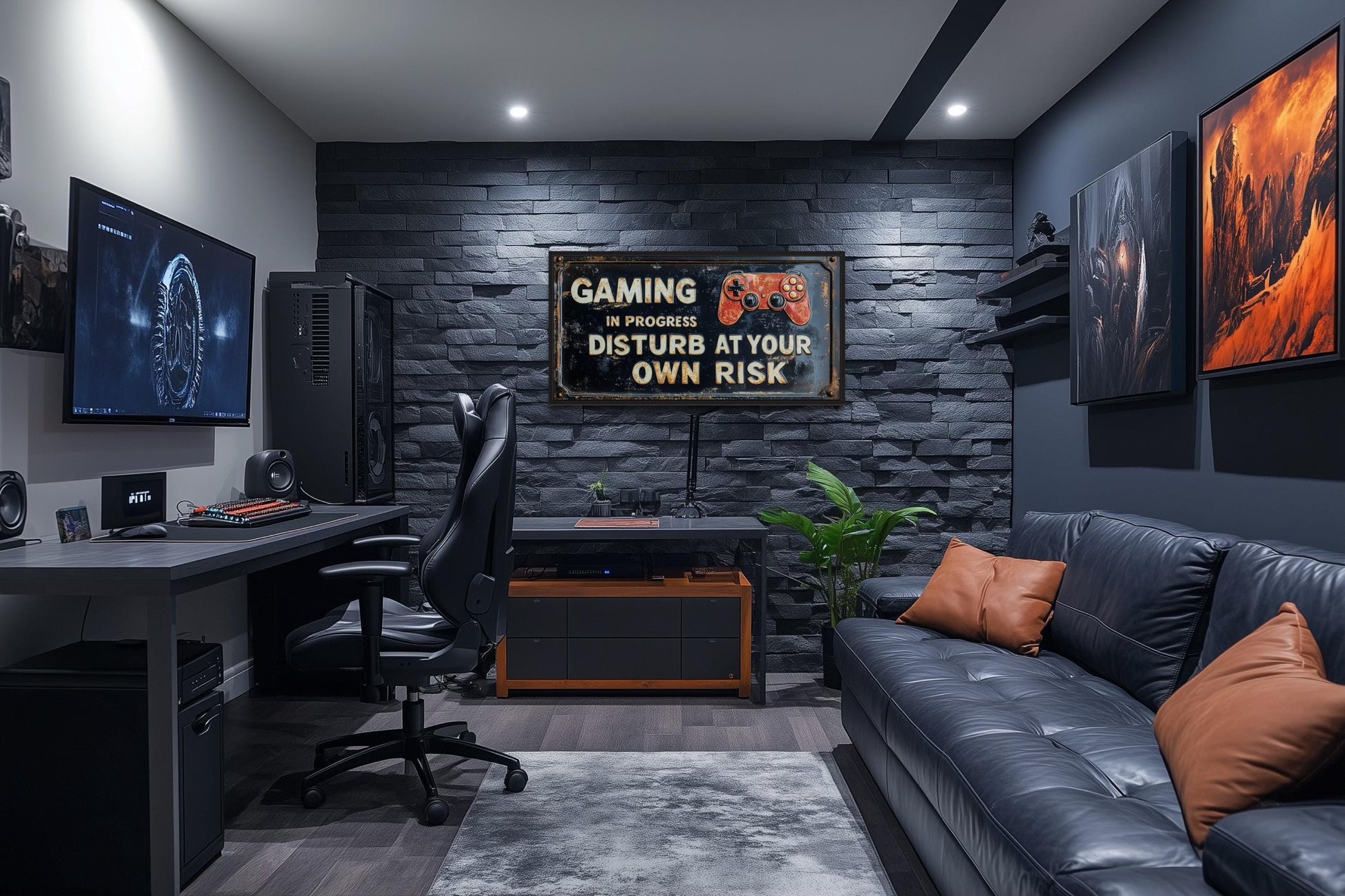 Gaming Wall Art - Disturb At Your Own Risk Warning Sign Canvas Print