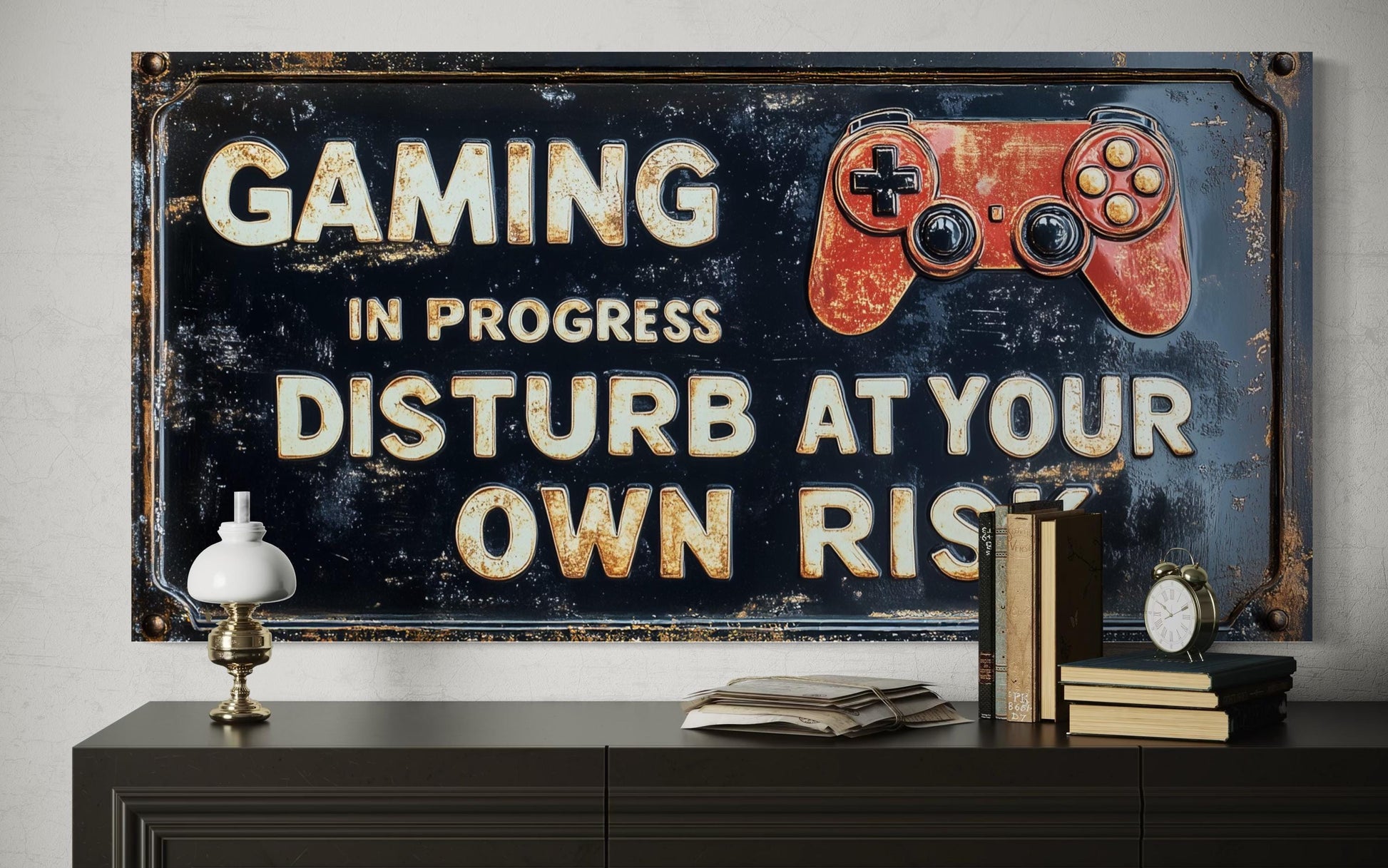 Gaming Wall Art - Disturb At Your Own Risk Warning Sign Canvas Print