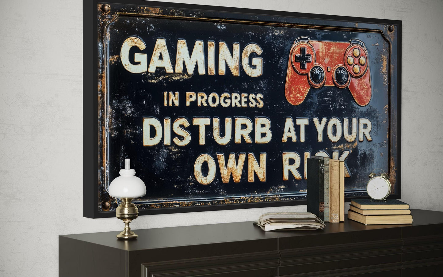 Gaming Wall Art - Disturb At Your Own Risk Warning Sign Canvas Print