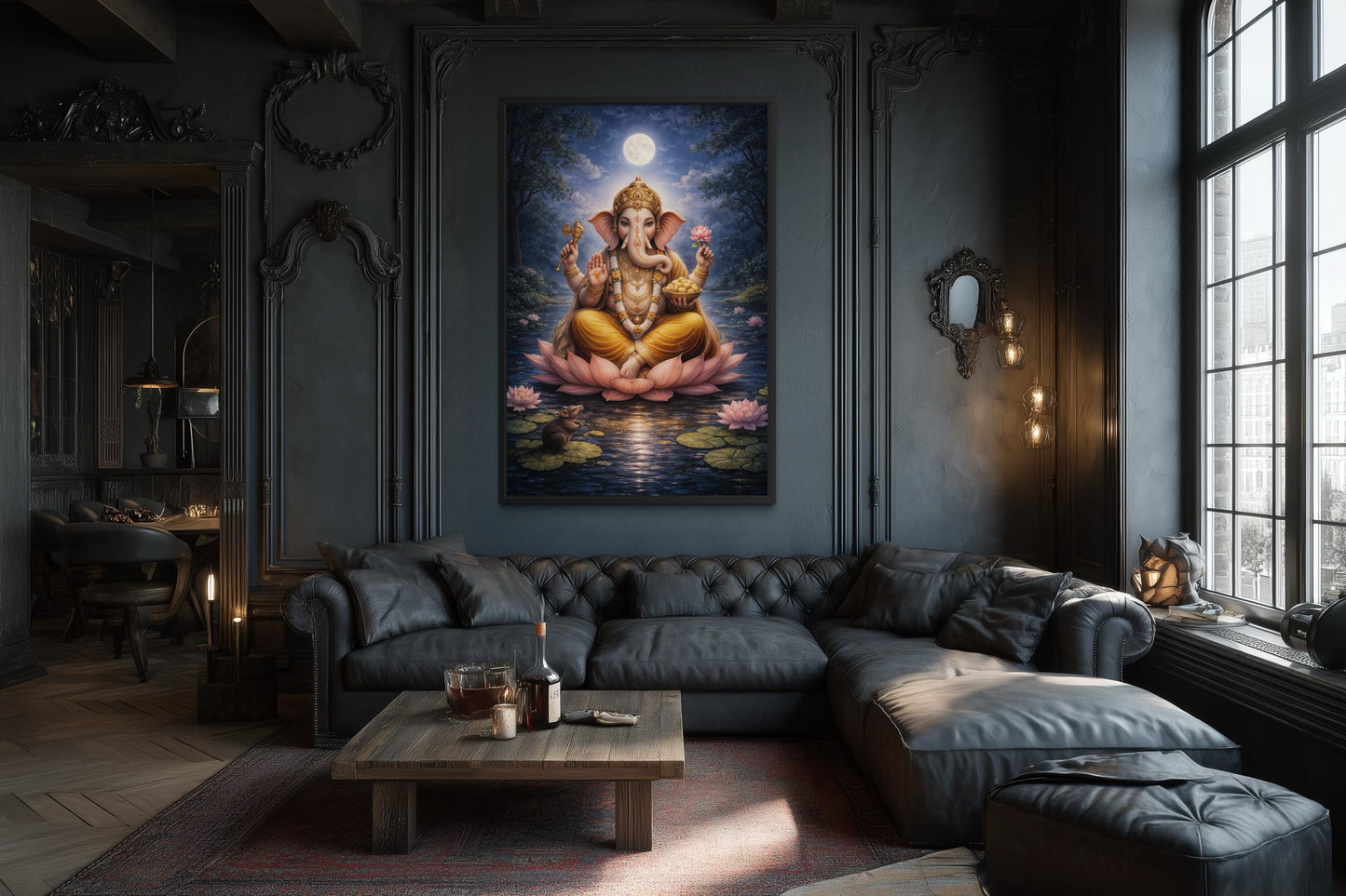 Ganesh Wall Art | Traditional Indian Canvas Print - Peaceful Lotus Meditation Decor