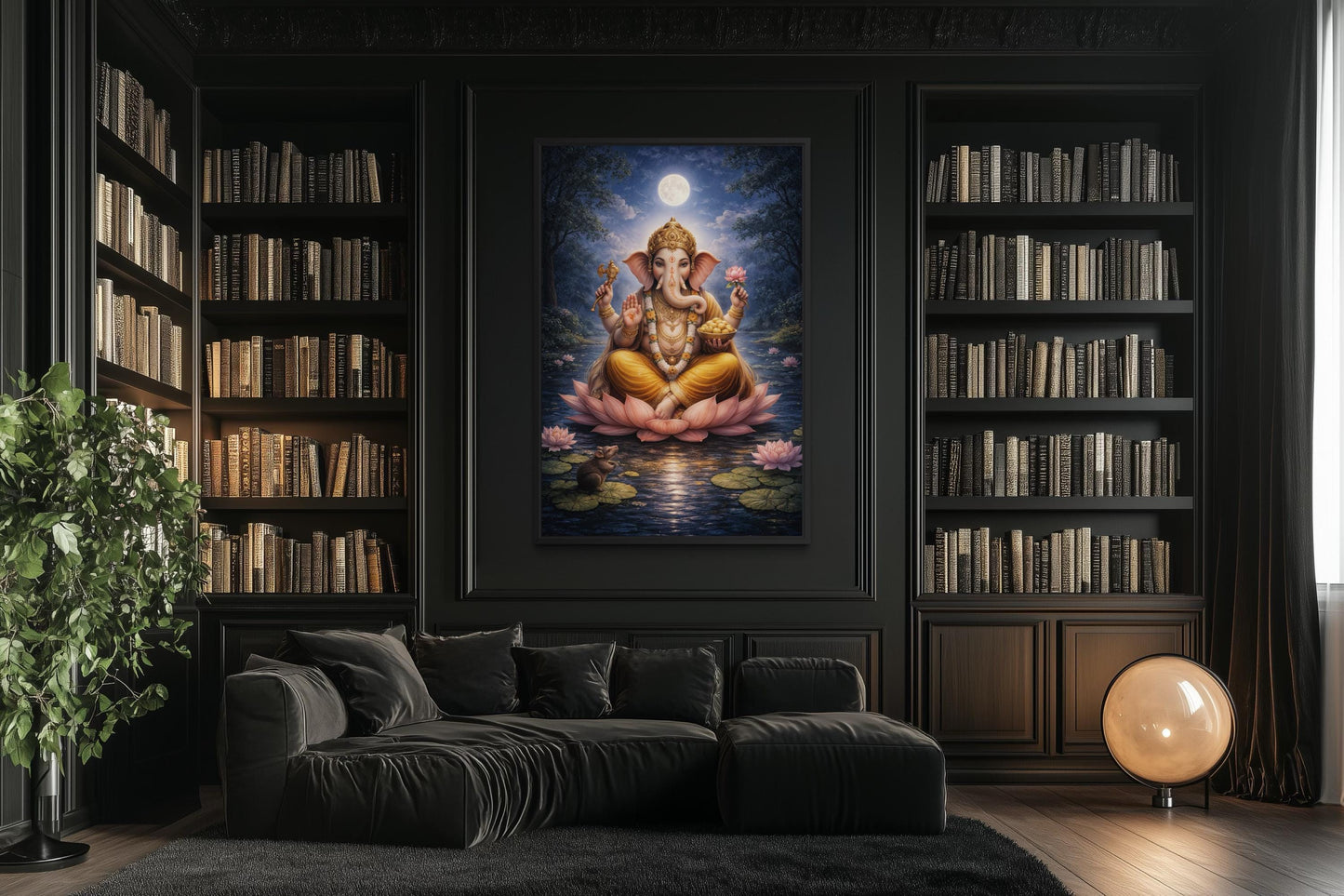 Ganesh Wall Art | Traditional Indian Canvas Print - Peaceful Lotus Meditation Decor