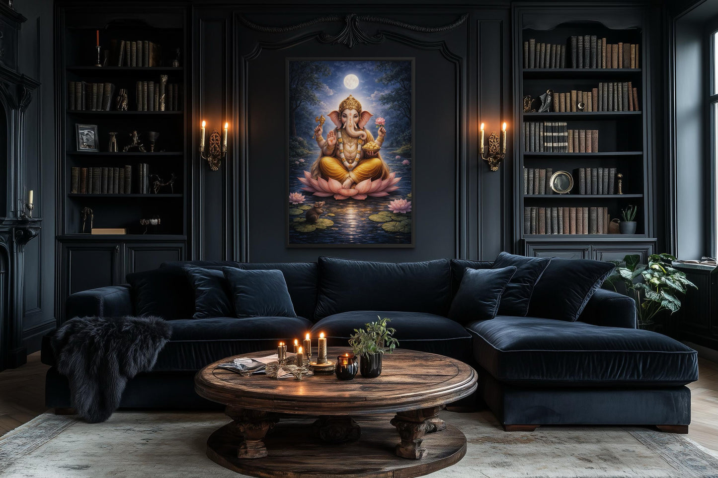 Ganesh Wall Art | Traditional Indian Canvas Print - Peaceful Lotus Meditation Decor