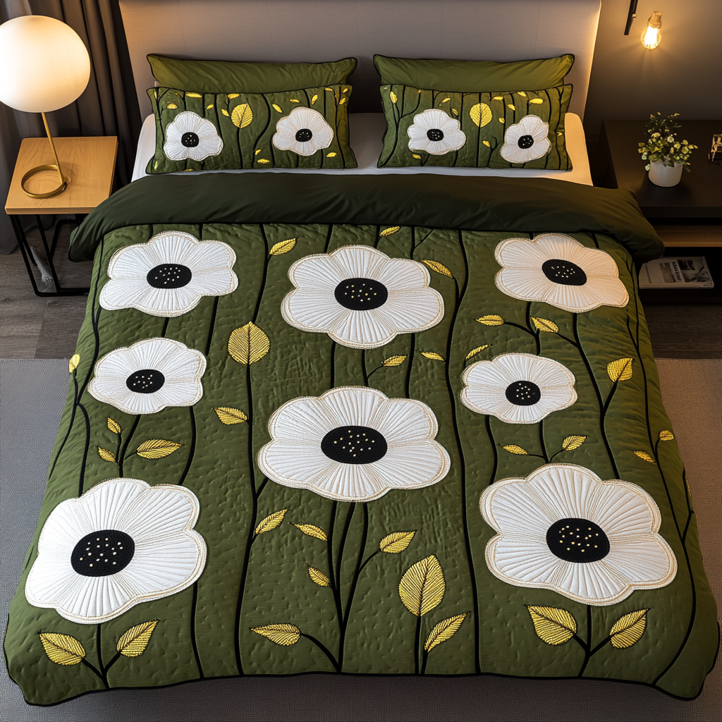 Garden Night 3-Piece Quilted Bedding Set - Single (59" x 70")