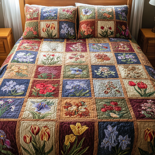 Garden Whispers 3-Piece Quilted Bedding Set - Single (59" x 70")