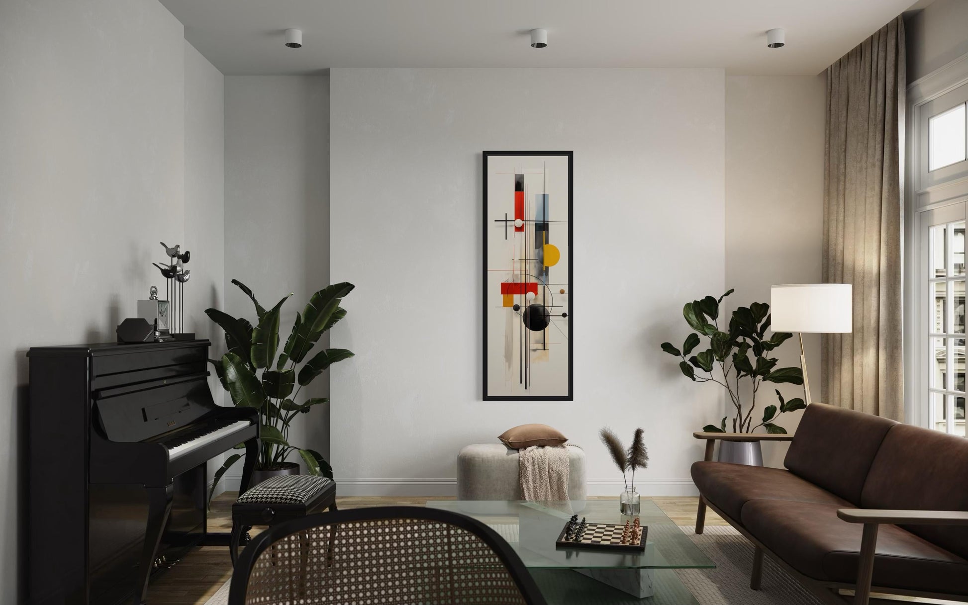 Geometric Vertical Mid Century Abstract Narrow Wall Art