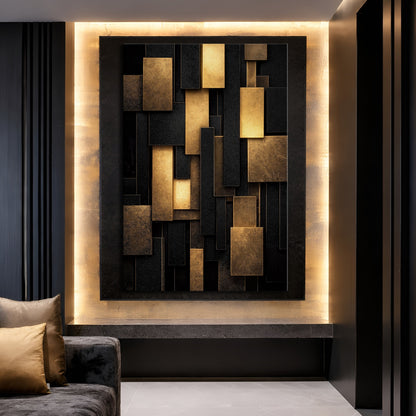 Black & Gold Geometric Blocks